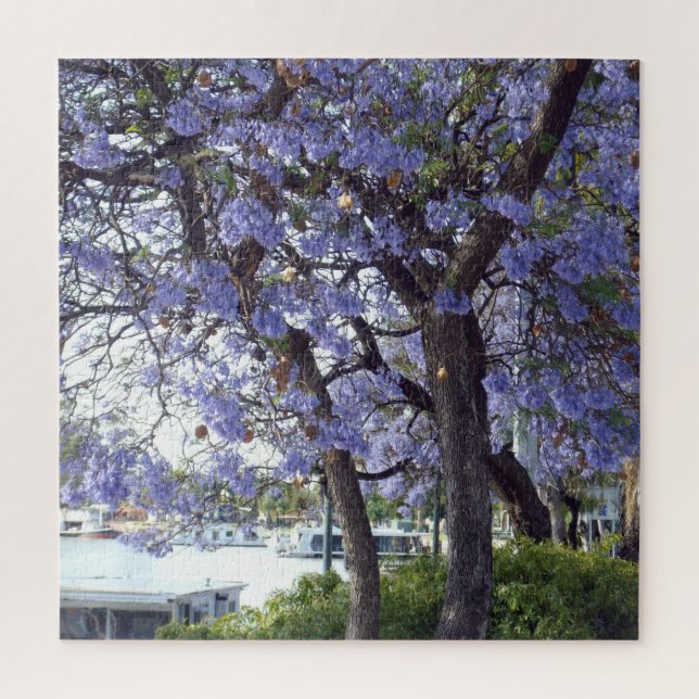 **"Jacaranda Reflections: Houseboats on the Murray Jigsaw Puzzle (Vertical)