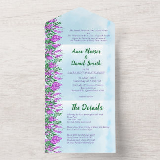 Jacaranda Sky Blue All in One Wedding Invite