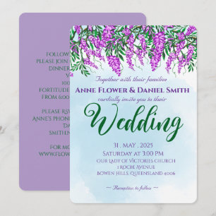 Jacaranda Sky Blue Wedding Invitation