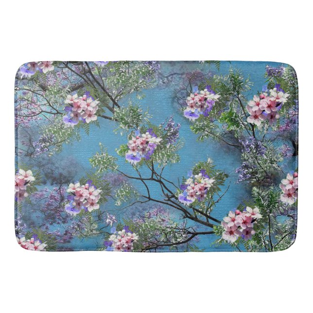 Jacaranda Spring Blooms Repeat Patterns Bath Mat (Front)