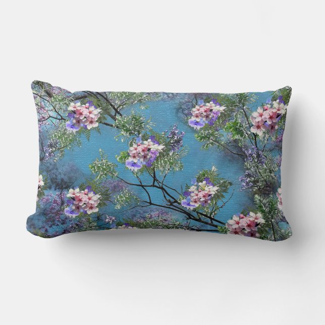 Jacaranda Spring Blooms Repeat Patterns Lumbar Cushion (Front)