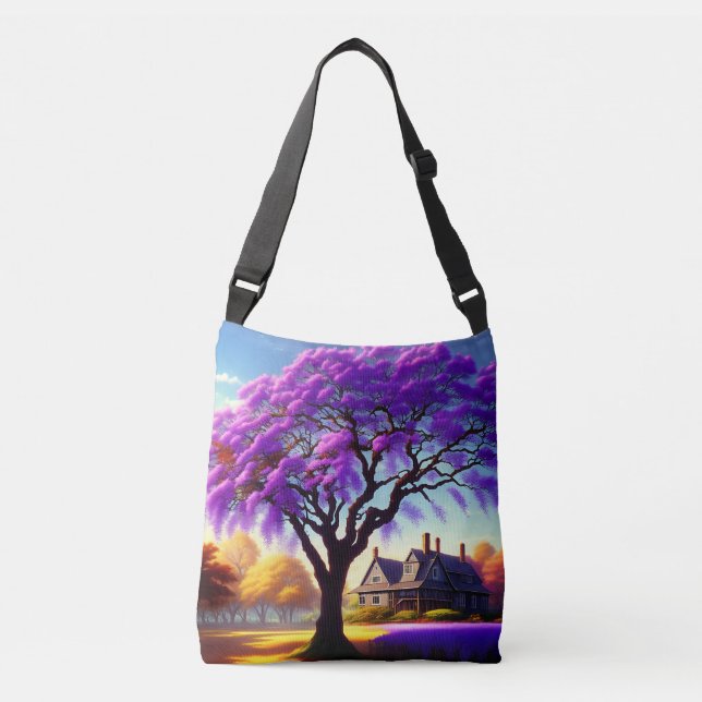 Jacaranda Tree Farm House, Crossbody Bag (Front)