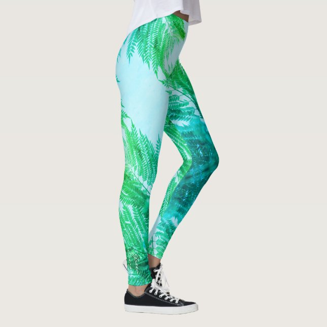 Jacaranda Tree Leaves Green Colours Leggings (Right)