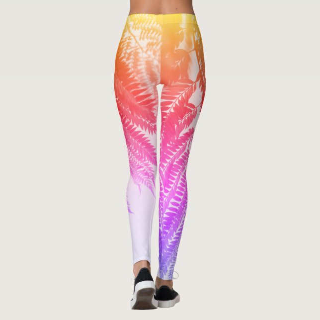 Jacaranda Tree Leaves Rainbow Colours Leggings (Back)