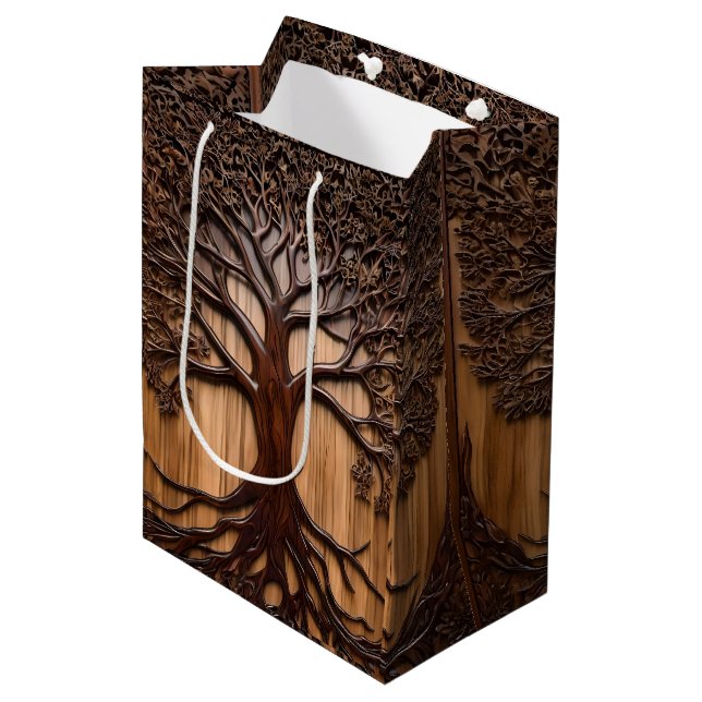 Jacaranda Tree: Nature's Artistry in Wood, Medium Gift Bag (Front Angled)