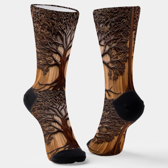 Jacaranda Tree: Nature's Artistry in Wood, Socks (Angled)