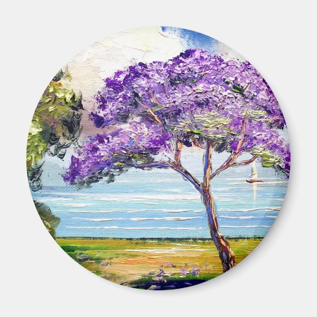 Jacaranda Tree Tropical Art Magnet (Front)