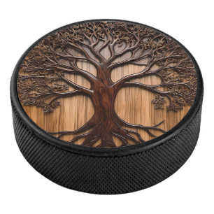 Jacaranda Tree Wood Carving, Hockey Puck