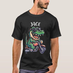 Jace Funny Alligator Motorcycle Design for Boys Na T-Shirt