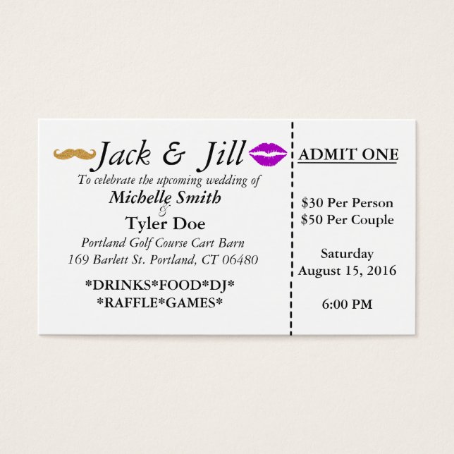 Jack and Jill Tickets (Front)