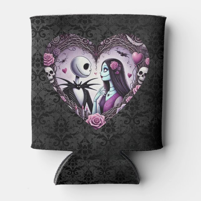 Jack and Sally Goth Valentine Can Cooler (Front)
