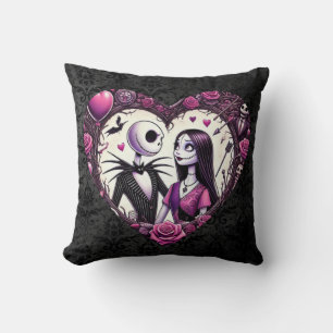 Jack and Sally Goth Valentine Cushion