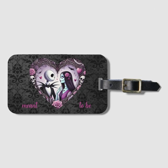 Jack and Sally Goth Valentine Luggage Tag (Front Horizontal)