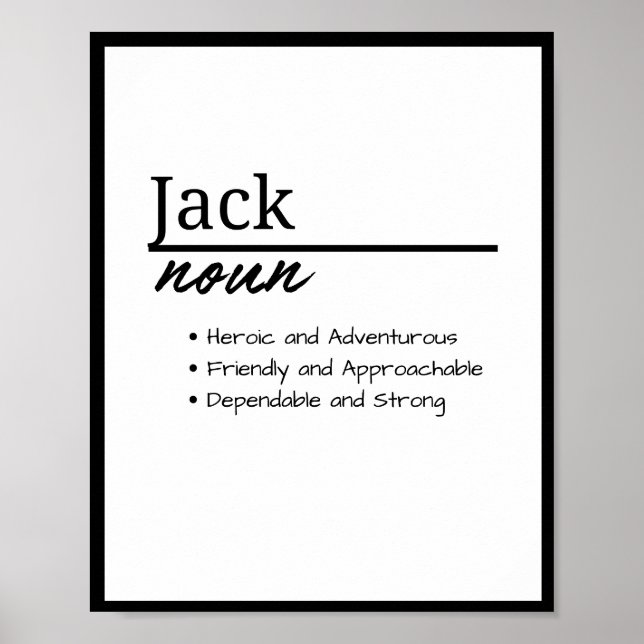 Jack, Boy Personalised Name Definition Poster (Front)