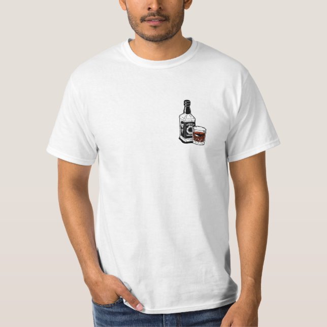 Jack Daniels inspired Whiskey Illustration Sticker T-Shirt (Front)