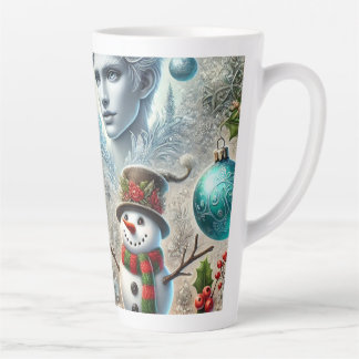 jack frost and snowman christmas theme 2 latte mug