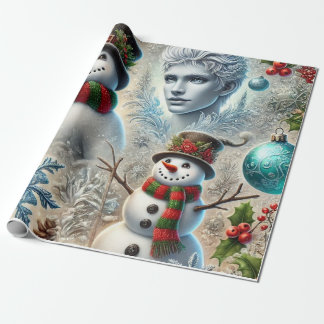 jack frost and snowman christmas theme 2 wrapping paper