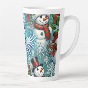 jack frost and snowman christmas theme latte mug