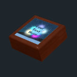 Jack Frost Gift Box<br><div class="desc">A multi-coloured random fractal which resembles Jack Frost ice patterns on a window pane; superimposed on a wintry, night background. The glowing blobs of colour, elements of the original fractal image, are a nice plus. Customise by adding your own text. Those patterns on your windows during winter appear as water...</div>