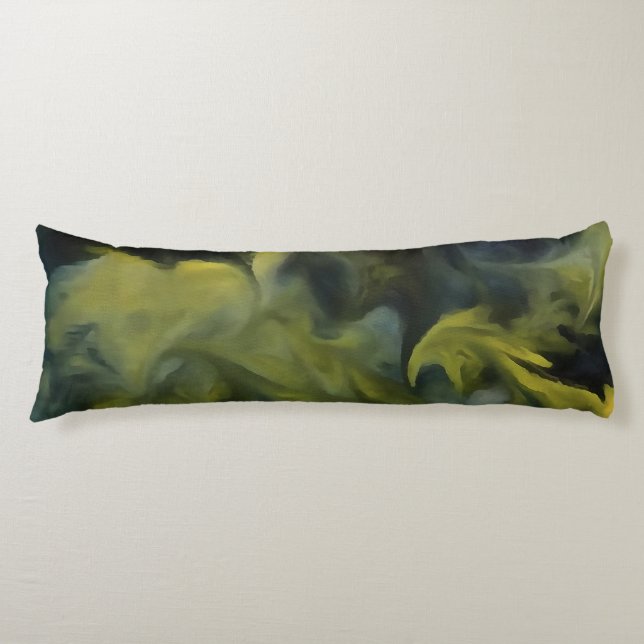 Jack Frost In Blue Grey and Yellow Abstract Art Body Cushion (Front)