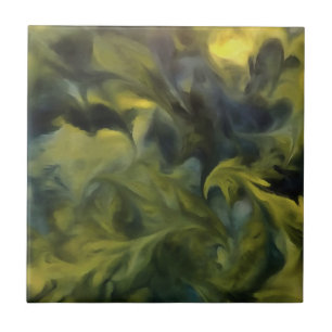 Jack Frost In Blue Grey and Yellow Abstract Art Ceramic Tile