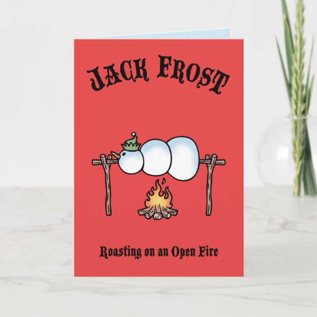 Jack Frost Roasting Holiday Card (Front)