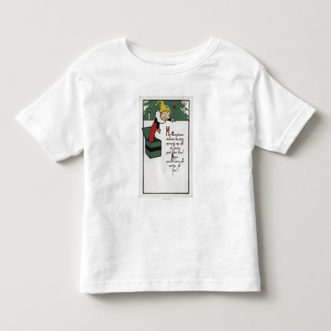 Jack-in-the-Box Sending Christmas Wishes Toddler T-Shirt (Front)