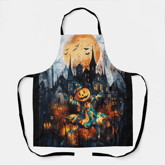 JACK LANTERN CAN'T WAIT FOR HALLOWEEN APRON (Front)