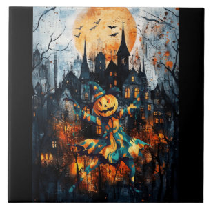 JACK LANTERN CAN'T WAIT FOR HALLOWEEN CERAMIC TILE