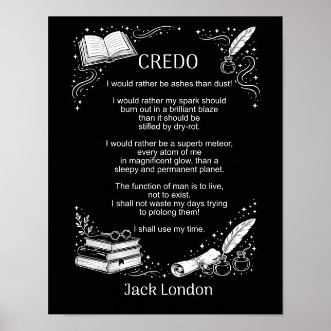 Jack London’s Credo Poster (Front)