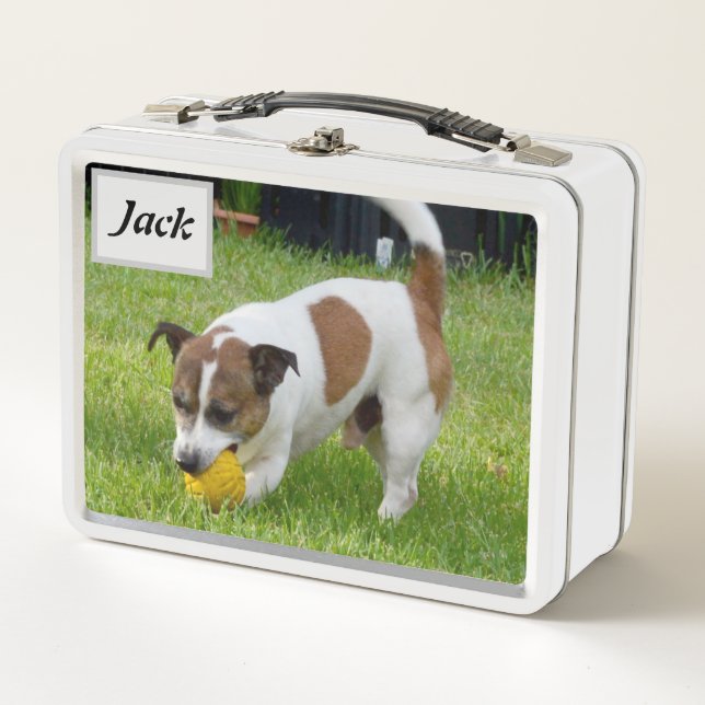 Jack Name With Fox Terrier, Metal Lunch Box (Front)