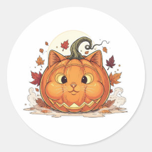Jack-O’-Brit – Pumpkin British Shorthair Cat Classic Round Sticker