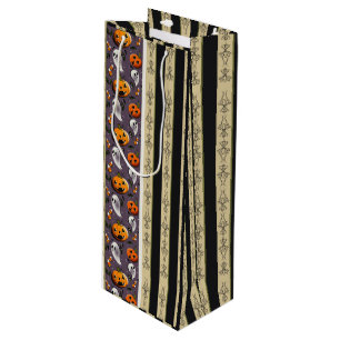 Jack-o-Ghost Purple Stripes Wine Gift Bag