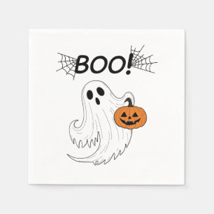 Jack-o’-lantern and A White Ghost Boo Halloween Napkin