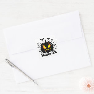 Jack-O-Lantern and Bats Halloween Envelope Seal 