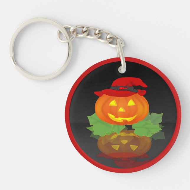 Jack O Lantern and his Reflection - Key Ring (Front)