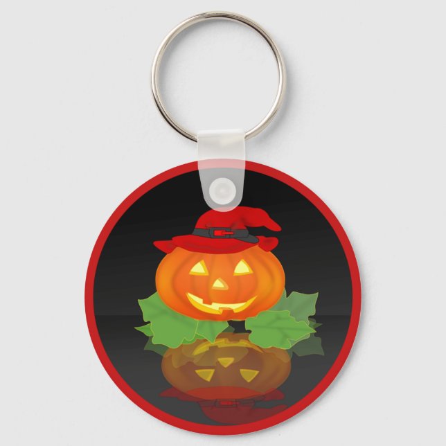 Jack O Lantern and his Reflection - Key Ring (Front)