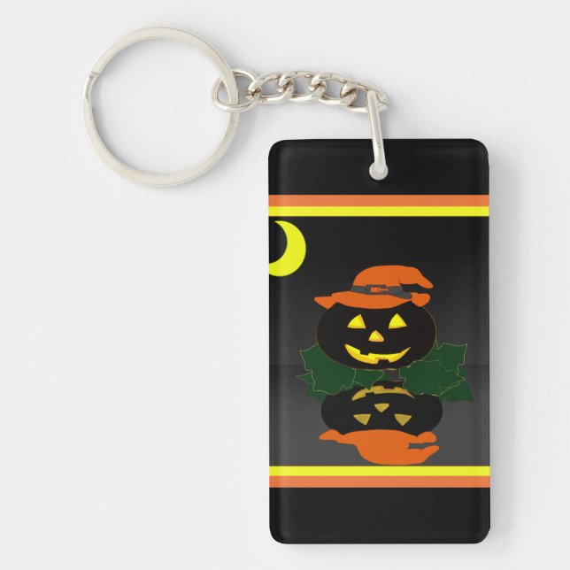 Jack O Lantern and his Reflection - Key Ring (Front)