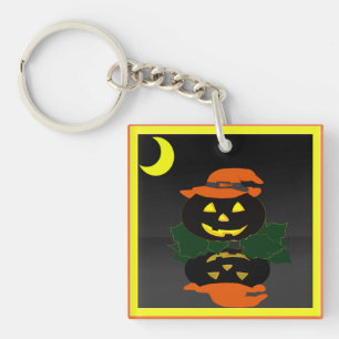 Jack O Lantern and his Reflection - Key Ring
