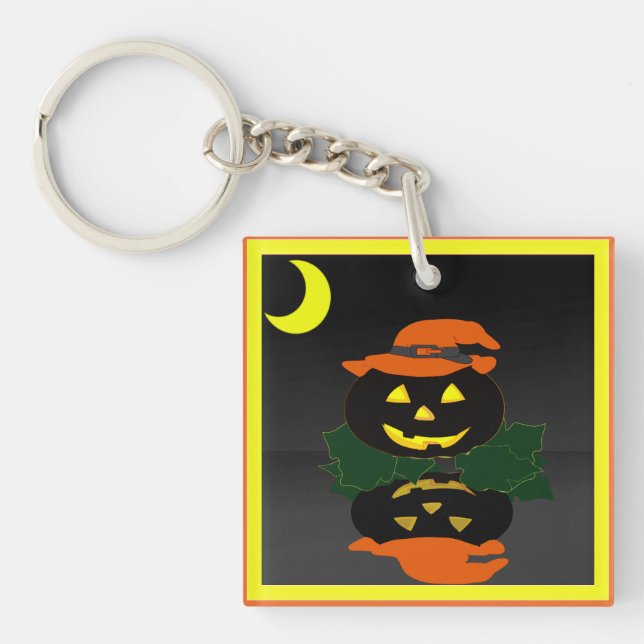 Jack O Lantern and his Reflection - Key Ring (Front)