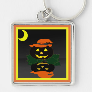 Jack O Lantern and his Reflection - Key Ring