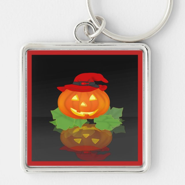 Jack O Lantern and his Reflection - Key Ring (Front)