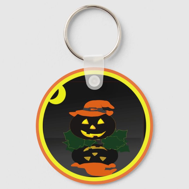 Jack O Lantern and his Reflection - Key Ring (Front)