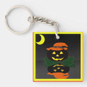 Jack O Lantern and his Reflection - Key Ring