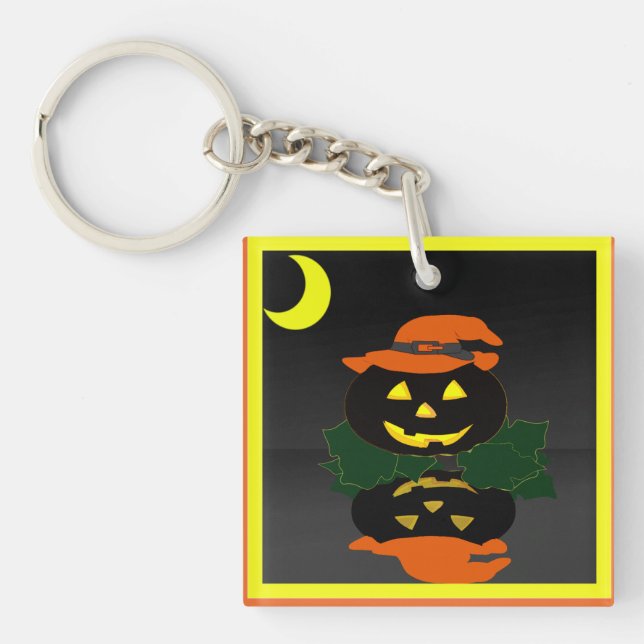Jack O Lantern and his Reflection - Key Ring (Front)