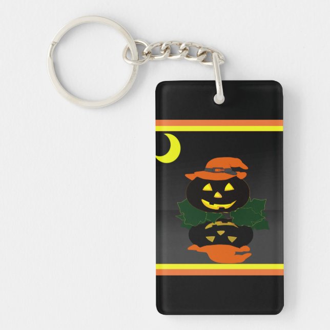 Jack O Lantern and his Reflection - Key Ring (Front)