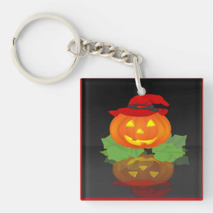 Jack O Lantern and his Reflection - Key Ring