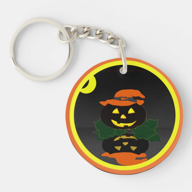 Jack O Lantern and his Reflection - Key Ring (Front)