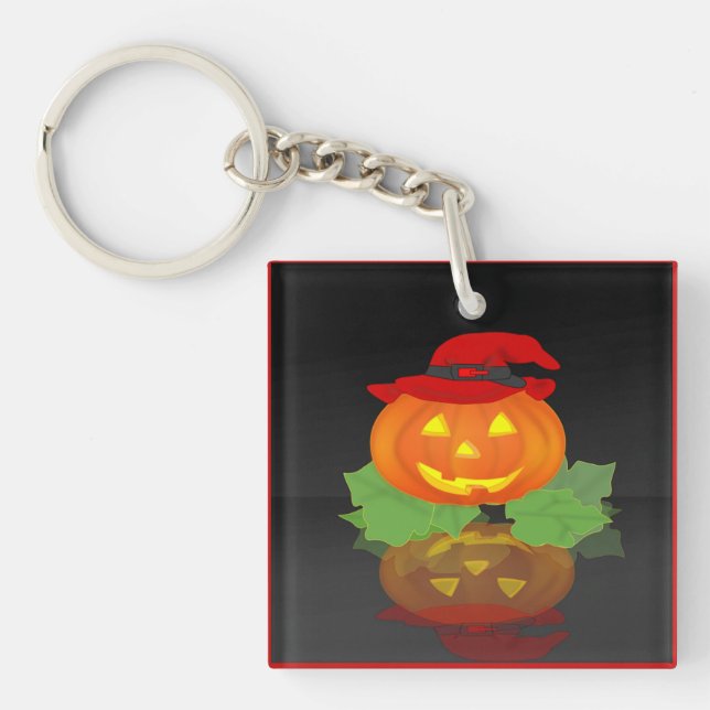 Jack O Lantern and his Reflection - Key Ring (Front)