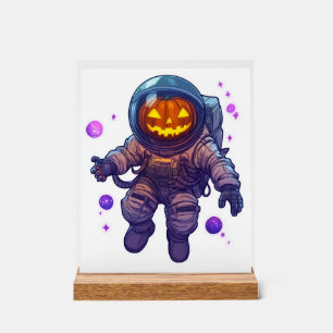 Jack-o'-Lantern Astronaut Acrylic Sign